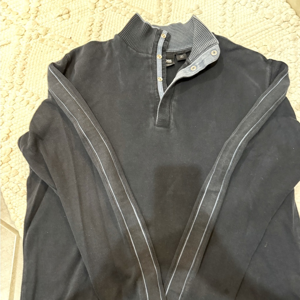 Men Boss button up knit sweater sz L